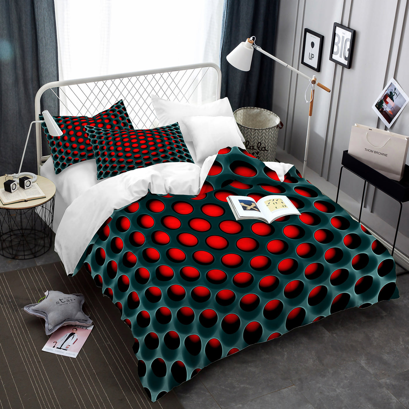 Home textile three-piece honeycomb duvet cover