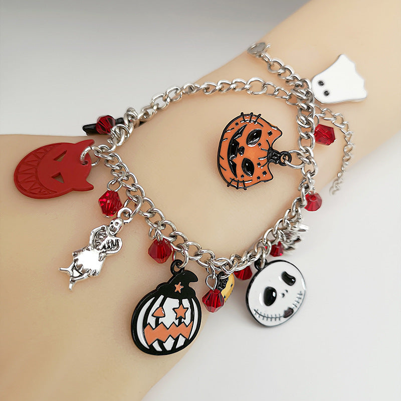 Spooky Halloween Charm Bracelet – Pumpkin, Skull & Ghost Fun Jewelry