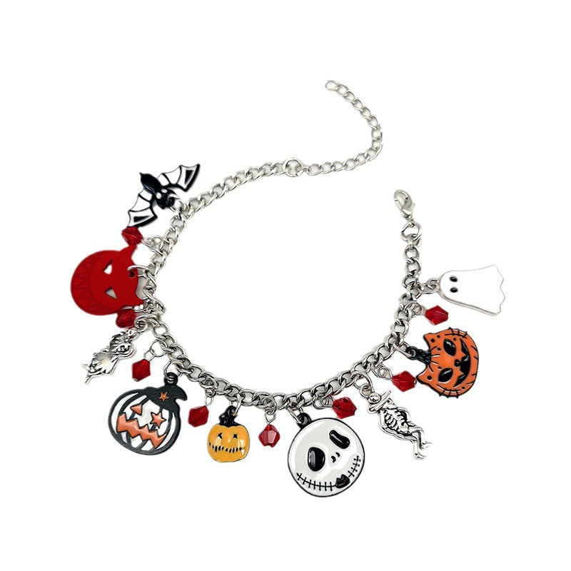 Spooky Halloween Charm Bracelet – Pumpkin, Skull & Ghost Fun Jewelry