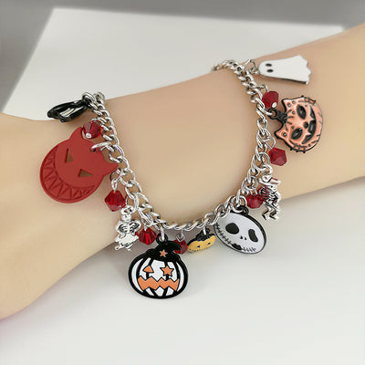 Spooky Halloween Charm Bracelet – Pumpkin, Skull & Ghost Fun Jewelry