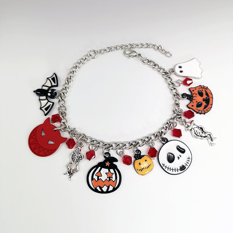 Spooky Halloween Charm Bracelet – Pumpkin, Skull & Ghost Fun Jewelry